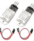 Two DHT22 AM2302 Digital Humidity And Temperature Sensor Modules for Arduino and Raspberry Pi with connecting cables.