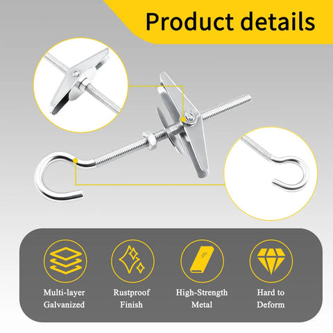 Heavy Duty Steel Toggle Bolts With Swag Hooks For Drywall Mounting Rock Solid Rustproof Wall Anchors That Hold Firm And Deliver A No Sweat Hang For Any Home Or Garage Project Today