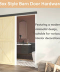8 Foot Sliding Barn Door Hardware Kit With Low Clearance Aluminum Box Rail For Wooden Interior Barn Doors Quiet Slick Sliding Track Easy To Install Black installed in modern bathroom