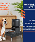 Hella Sturdy Raised Dog Feeder Stand And Elevated Cat Food Holder displaying elevated food bowl with dog beside it, fit for automatic feeders.
