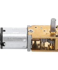 Mini Reducer Motor Gear Motor Micro Worm Gear DC Motor 6V 70 RPM For Electronics Locks Cameras Robots Smart Cars And More High Torque Low Noise Coated For Dust Resistance Durable Gear Train For Tiny Devices, side view showing metal and brass construction.