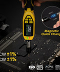 Pro Grade Digital Torque Screwdriver Kit With Three Point Five To Seventy Point Eight Inch Pound Range And One Percent Accuracy For Bike Repair Electronics And Scope Mounting With Buzzer And LED Alerts Plus S2 Bits being used on electronic circuit board