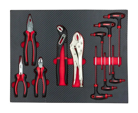 Organizer tray with pliers and hex keys from 420 Piece Home DIY Hand Tools Set With Organizer Box, Professional Tool Kit For Auto Repairs.
