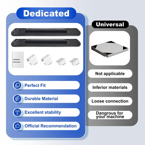 Patented 28 Inch Washer Dryer Stacking Kit For Front Load Laundry GE Compatible Bracket comparison chart with features.