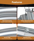 Close-up of 36 Inch Round Galvanized Fire Pit Ring For Backyards And Campsites, showing features like galvanized steel and smooth edges