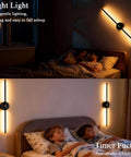 Wireless Wall Sconces Set Of Two With 10000Mah Rechargeable Battery Cordless Lights Zero Plug Headaches Touch And Remote Controls 360 Rotating Black Finish Smooth Operator Build Sets Real Chill Ambient Vibes Daily, showing cozy nighttime scenes with gentle lighting.