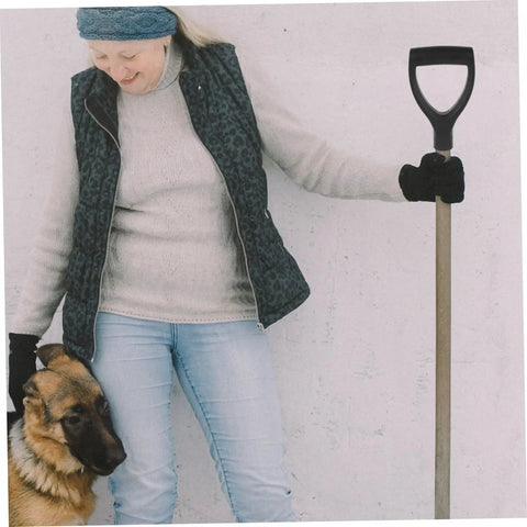 Person holding a shovel with D Handle Replacement Shovel Grip With Sturdy Plastic Handle For Gardening Tools Ergonomic Heavy Duty Non Deforming Camp Shovels And Snow Shovels Easy Install Replacement Part For Outdoor Work
