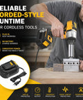 Heavy Duty AC To DC Power Converter For DeWalt 18V And 20V Cordless Tools 500W Transformer Adapter in use with cordless tool.