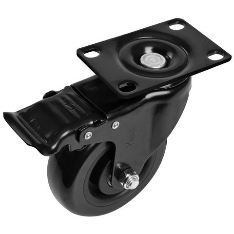 4 Inch Swivel Caster Wheels With Safety Dual Locking Brakes Heavy Duty 1800 Lbs Capacity Set Of 4 Black Non Marking Polyurethane Rubber Casters