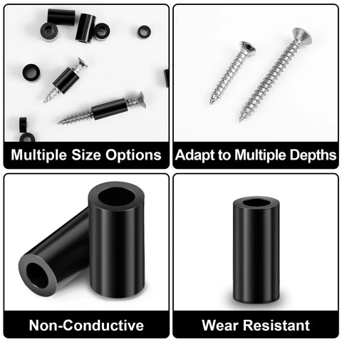 Massive 300 Piece Black Nylon Round Spacers Set Of 14 Sizes For M6 And M8 Screws Essential Electrical Outlet Kit For DIYers And Pros Durable Spacers For Installations And Repairs, black nylon spacers with screws