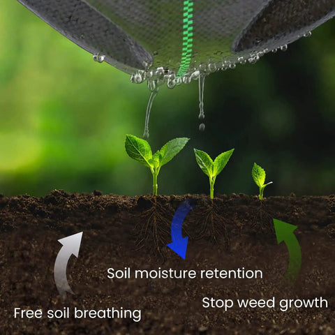 Heavy Duty Weed Barrier Landscape Fabric For Gardens And Lawns, Premium Weed Control, soil moisture retention illustration