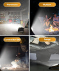 Powerful 3600 Lumen LED Work Light With 30W 6000K Flood Beam, IP66 Waterproof, shown in various settings like warehouse and outdoors.
