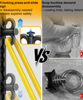 Adjustable Aluminum Resistance Band Wall Mount With 40 Inch Self Locking Track For Home Gym comparing snap-buckle and press-and-slide design.