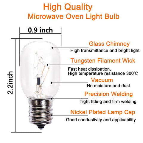 40 Watt 125V E17 Base Appliance Light Bulbs For Microwave Oven Refrigerator And Lava Lamp Six Pack Replacement 8206232A