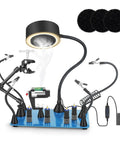Magnetic Helping Hands Soldering Third Hand Tools With Pro Grade Lighted Solder Fume Extractor And Vise Clamp PCB Holder