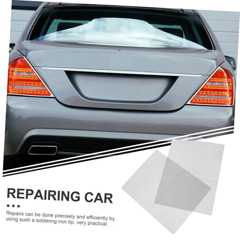 Back view of a car with Two Piece Car Bumper Repair Mesh Kit With Stainless Steel Wire Mesh For Fixing Holes And Cracks.
