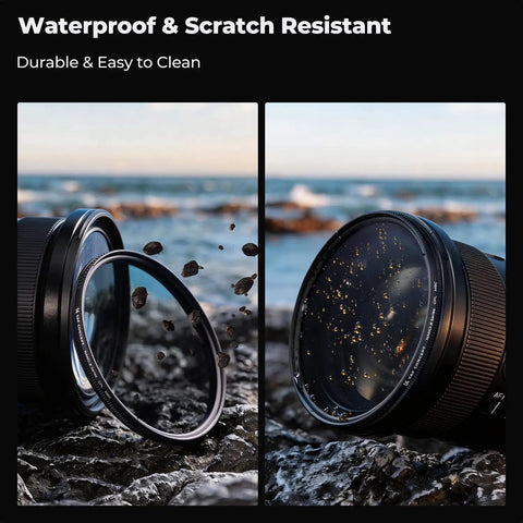 82mm Circular Polarizer Filter for DSLR and Mirrorless Cams Nano X Series on camera lens by the sea