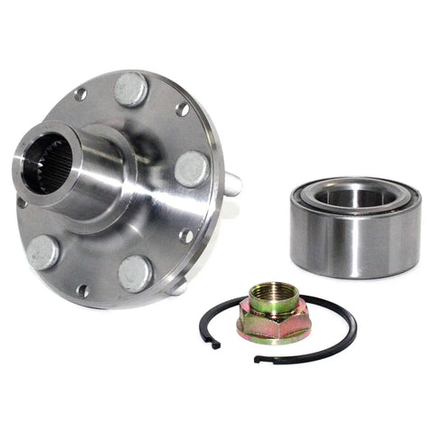 Front Wheel Hub Kit with Bearing, Studs, Snap Ring and Axle Nut, Forged Hub Replacement for a Smooth Ride, No Fuss Install, Durable Wheel Hub Repair