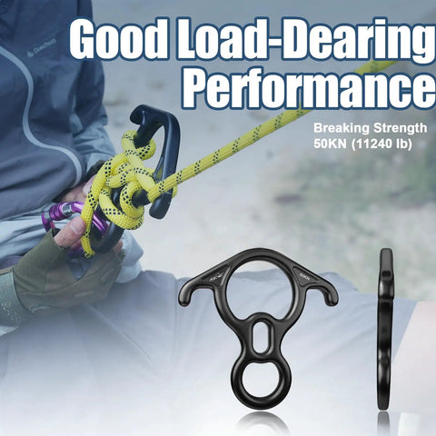 50KN Rescue Figure Belay Device For Rock Climbing Built Tough With Bent-Ear Descender Large Belay Slot