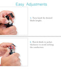 Round Cable Stripper With Adjustable Blade Depth For Precise Jacket Removal, hands adjusting blade height and thickness