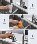 Brushed Nickel Kitchen Faucet With Pull Down Sprayer Built For No Fuss Real Life Heavy Duty High Arc Single Handle Stainless Steel Sink Faucet in use