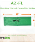 Green Magnetic Filter Slot Seal for 1 Inch Furnace Filters shown with dimensions, Easy Fit Magnetic Cover Up To 25 Inches Long.