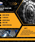 Heavy Duty Chain Lube 6 Pack 11 Oz Cans Fast Drying Zero Mess Formula For Motorcycle And Atv O Ring Roller Chains Gears Drive Systems Runs Like Butter Rust Busting Built Tough For Real Dirt Roads displayed with chain details.