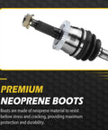 Premium neoprene boot on Front CV Axle And Wheel Bearing Hub Assembly For 1999 2000 2001 2002 2003 2004 Jeep Grand Cherokee.