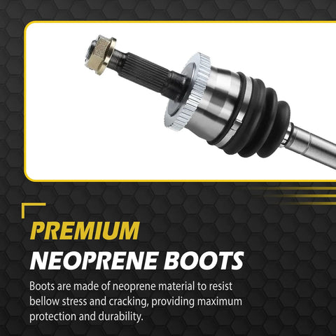 Premium neoprene boot on Front CV Axle And Wheel Bearing Hub Assembly For 1999 2000 2001 2002 2003 2004 Jeep Grand Cherokee.