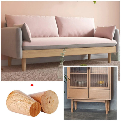 Top Shelf Wooden Furniture Legs Heavy Duty Replacement Riser Feet For Sofas Tables And Cabinets Set Of Four Solid Wood Base Elevators display under pink sofa.