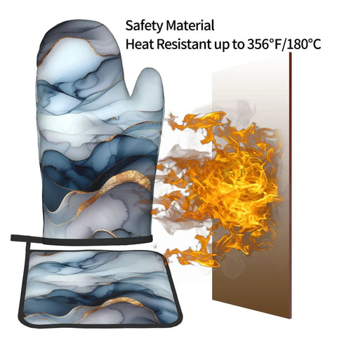 Super Cool Gary Fluid Oven Mitt And Pot Holder Set For Kitchen Heat Resistant Up To 356 Degrees F with stylish safety material design.