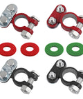 Heavy Duty Car Battery Terminals Including Positive And Negative Connectors For Rock Solid Connections Compatible With Trucks Boats And Daily Rides, four connectors with washers.
