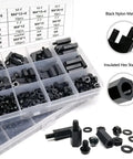 Non Conductive Nylon Hex Spacer Kit For Drones And Circuit Boards With M2 M2.5 M3 M4 Standoffs Insulated Hex Pillar Spacers Assortment Pack For Quad Copter Builds And Projects 890 1300 1700 2600 Pieces black nylon standoffs in organizer