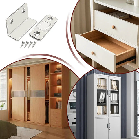 Ultra Thin Magnetic Door Catch With Self Adhesive Backing No Drill Install For Cabinets Drawers Closets Invisible Quiet Magnetic Latch
