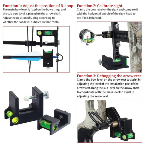 Bow Square Kit 2 Pack With Easy Setup Bow Level And T Shape Ruler demonstrating precise string alignment on a bow