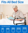 Foldable Bed Rail With Adjustable Height And Built In Storage Pocket For Seniors And Post Surgery Recovery Easy Bed Access