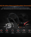 Sensored Brushless Motor And ESC Combo For RC Cars With IP67 Waterproofing, 2-4S LiPo Ready, turbo timing, shown on black background