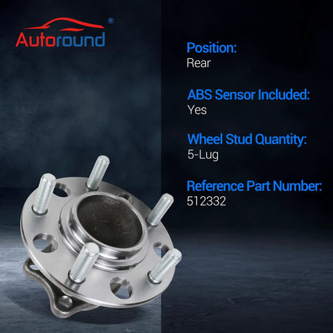 Rear Wheel Bearing And Hub Assembly With ABS For 2011 2014 Chrysler 200 Rear FWD 2007 2010 Sebring 5-lug 512332