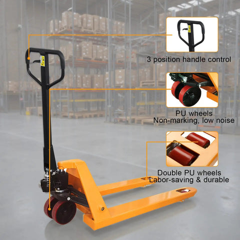 Heavy Duty Manual Pallet Jack Truck Cutting Through The Warehouse Hustle Hauling 6600 Lbs On Dual Pu Wheels Built Different For Smooth Moves And A Whole Lot Less Back Breaking Grunt Work