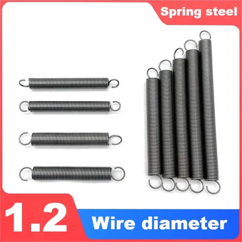 Stainless Steel Tension Springs Set, 5 Piece Heavy Duty Extension Hook Wire 1.2mm Diameter Assorted Lengths 25mm To 150mm.