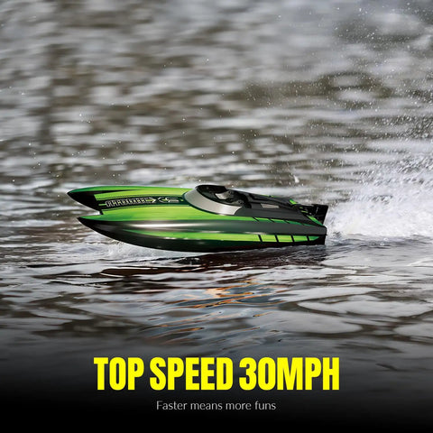 Sick High Speed RC Boat For Adults 20MPH Remote Control Boat For Pools And Lakes cutting through water at 30MPH