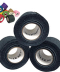 Ultra Smooth Anti Slip Drumstick Grip Tape Three Pack Black Cotton Gauze Roll For Snare Kick Drumsticks in stacked view.