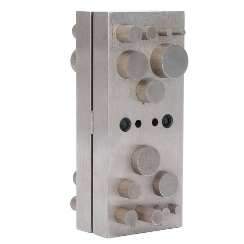 Side view of 14 Piece Round Disc Cutter Set 2.7 To 16 mm Punch Die Kit For Jewelry Making And Metal Craft With Flat Bottom Design
