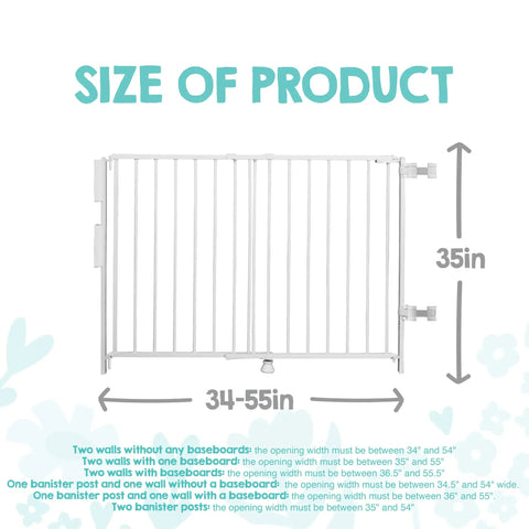 Extra Tall Baby Gate For Stairs And Hallways, 35 Inch High, Expands From 34 To 55 Inches, Hardware Mounted With Banister And Wall Kit