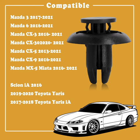 20 Pieces Push Type Retainer Clips For Bumpers Engine Covers Fender Liners And Splash Shields Replacement For Mazda