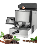 Slick Home Coffee Roaster With Digital Control Panel, Auto And Manual Roast Settings, Integrated Smoke And Chaff Collector, Clear Glass Window For Crisp Fresh Bean Batches Daily On Your Counter in stainless steel with digital controls.