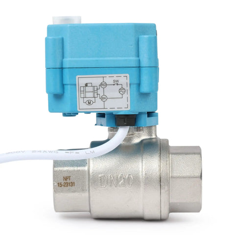 Motorized Ball Valve 3/4 Inch IP67 Stainless Steel Full Port Heavy Duty 9 To 24V With Waterproof Cover 2 Wire Auto Return