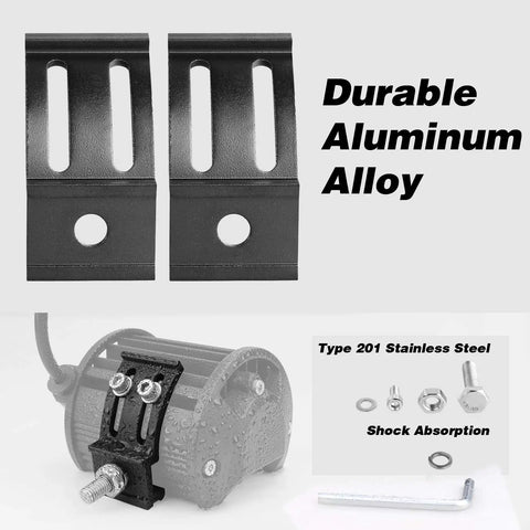 Universal Adjustable LED Light Bar Mounting Brackets Kit Two Pack Bottom Mount Brackets For 4 Inch To 30 Inch LED Pods shown