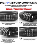 4ft 5 Dial Resettable Bike Lock Cable With Quick Release Mount High Strength Anti Cut Security For Bikes Scooters And Motorcycles Set Your Own 5 Digit Combination For Easy Everyday Lockups setup guide image showing combination reset steps.