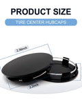 Four Pack Slick Wheel Center Caps Featuring Straight Forward Snap In Fit And Rust Proof Abs Build With Polished Chrome Rings To Quickly Freshen Up Sedan Suv Or Truck Rims Without Tools Or Hassle, showing size dimensions.